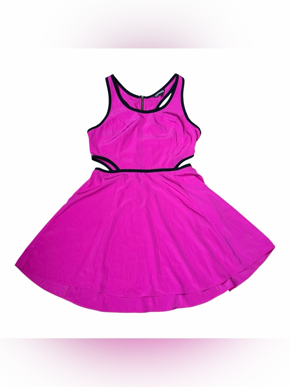 Women Express Sleeveless Skater Dress Size 10 Hot Pink Cut Out Sides Mini